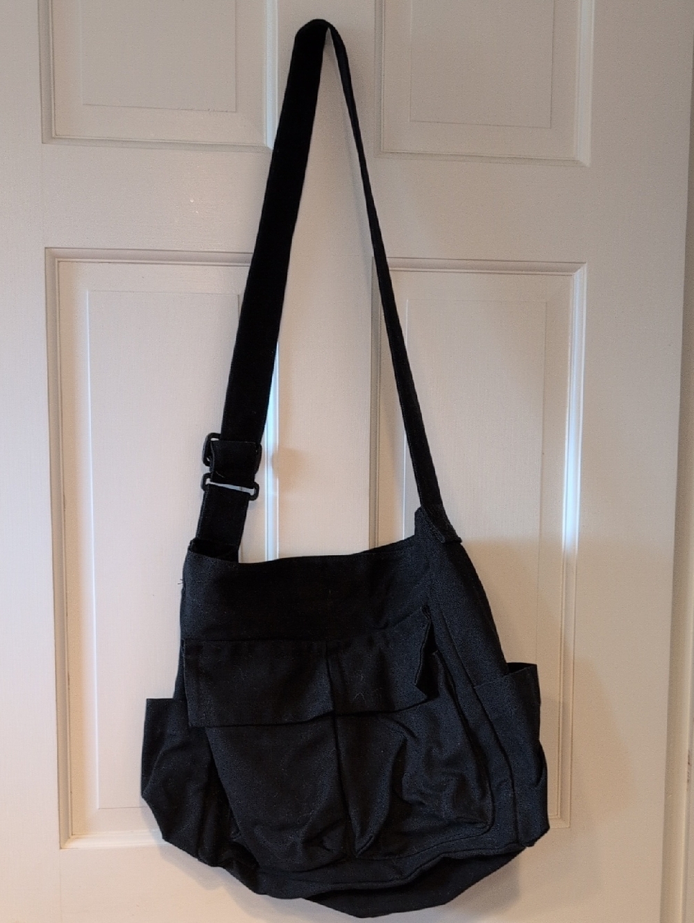 Black Canvas Crossbody Tote Bag